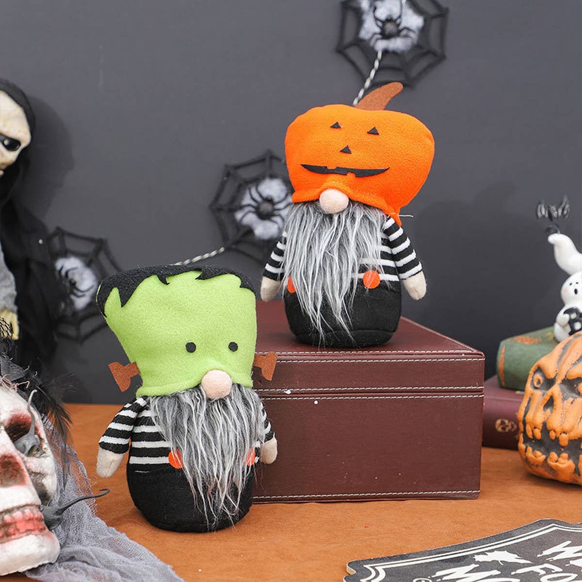 Cute Pumpkin Gnome Faceless Halloween Doll_Cwmm9967