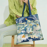 ANIMAL PARTY CANVAS TOTE WITH ELEPHANT LION_CWAB5133