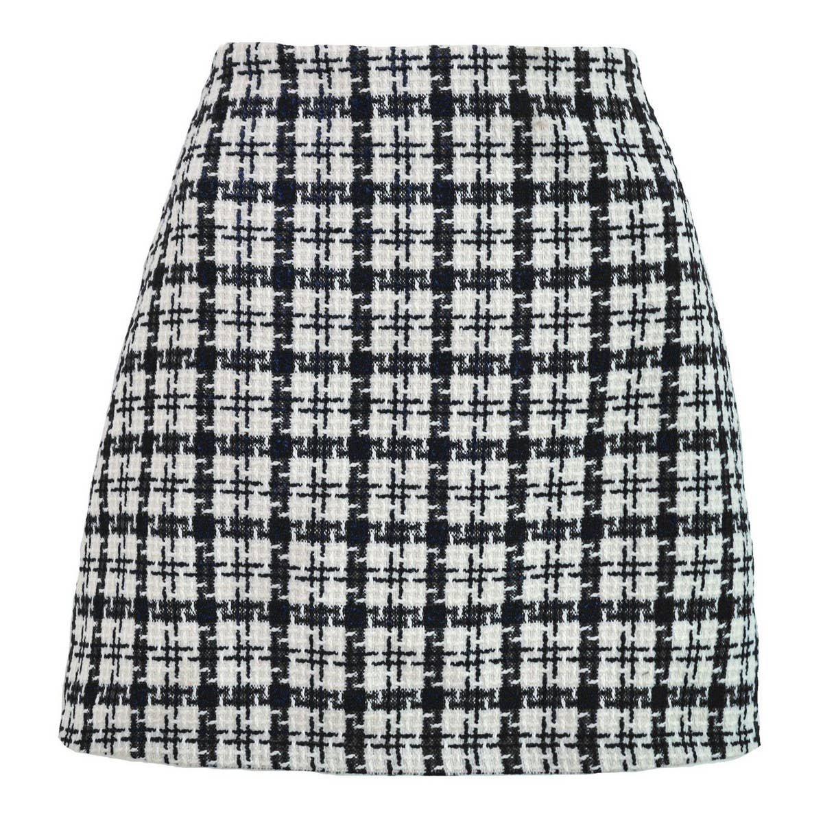 RETRO CHECKERED A LINE SHORT WOOLEN SKIRT_CWBSS0393