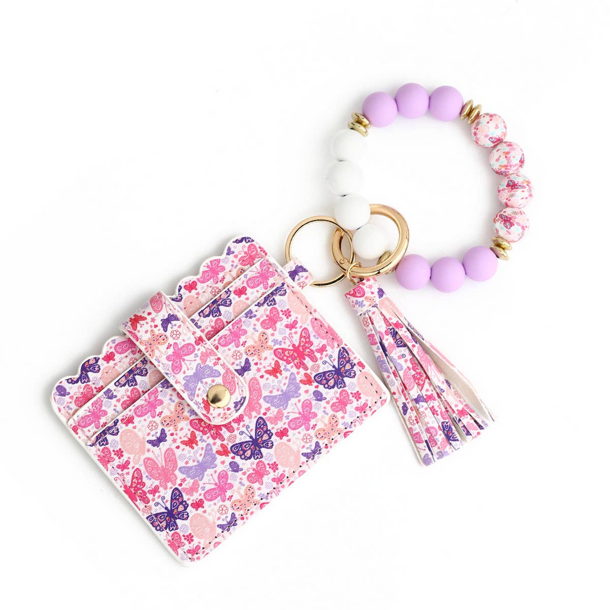 HEART PRINT BRACELET CARD HOLDER KEYCHAIN_CWMM1288