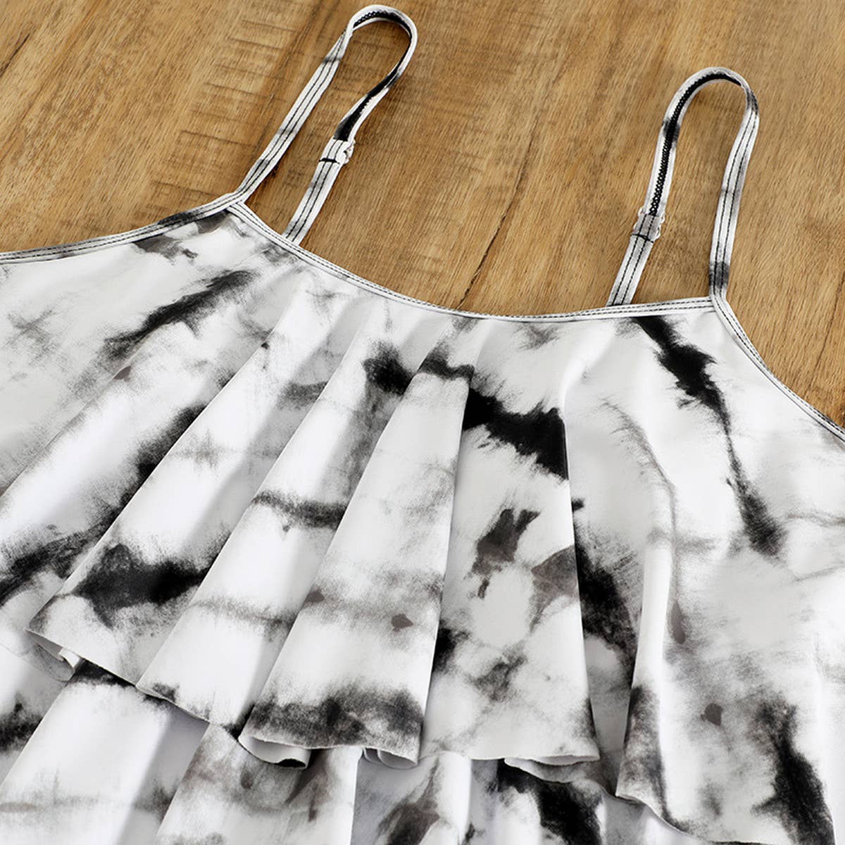 BLACK AND WHITE PRINTED SPLIT BIKINI SWIMSUIT_CWMW0231