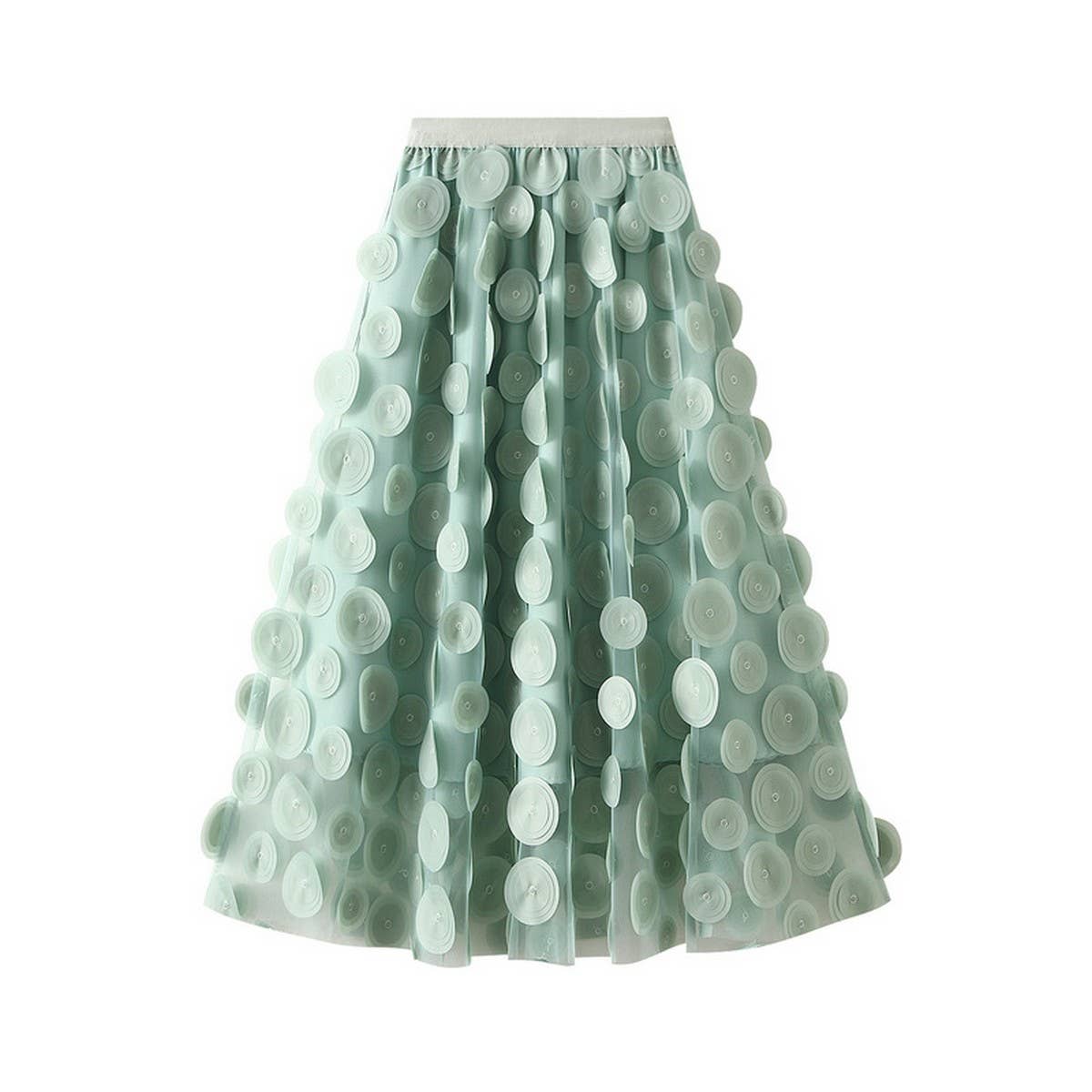 3D POLKA DOT TULLE A LINE FLARED MIDI SKIRT_CWBMS0379
