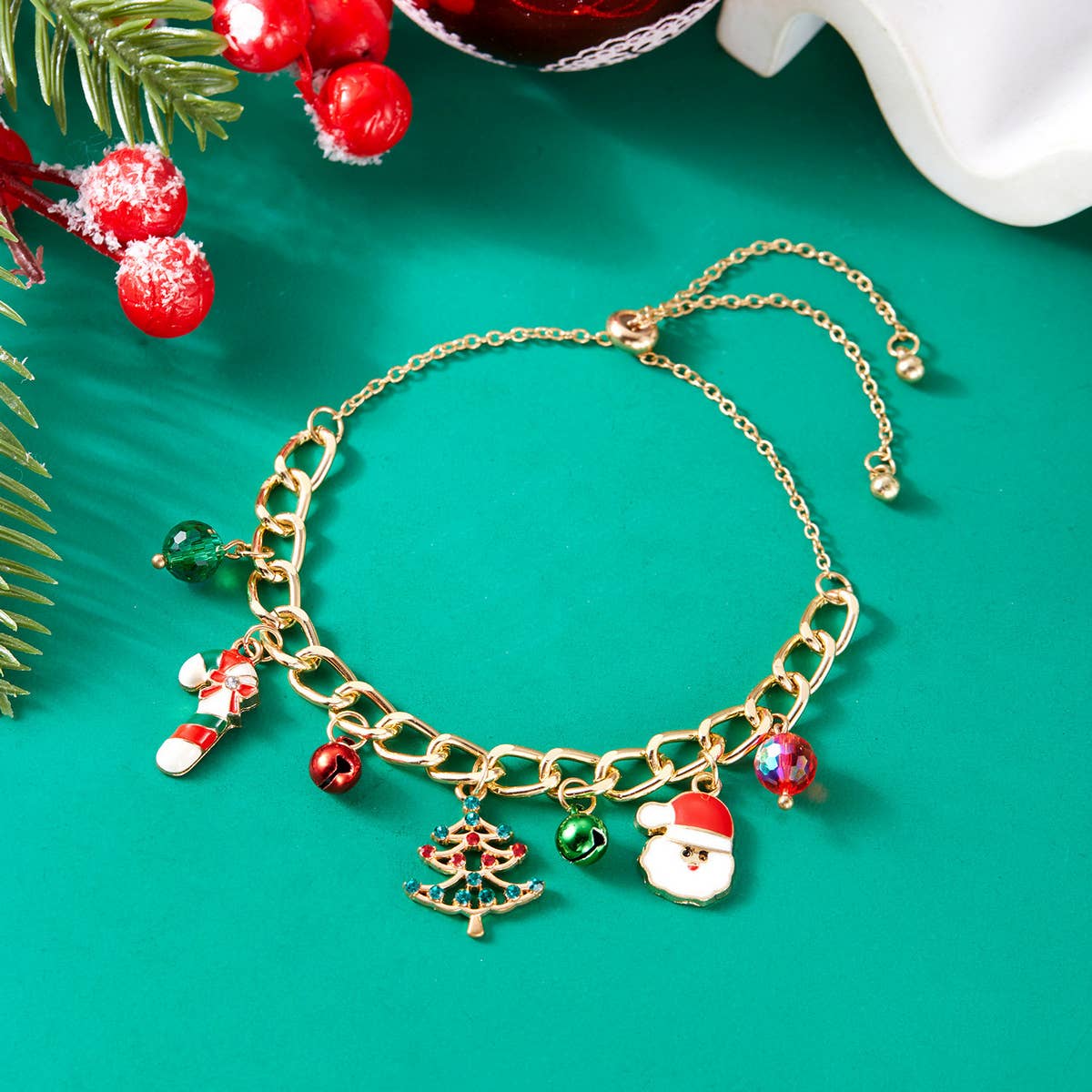CHRISTMAS BELL WREATH PULL OUT BRACELET_CWAJE2392