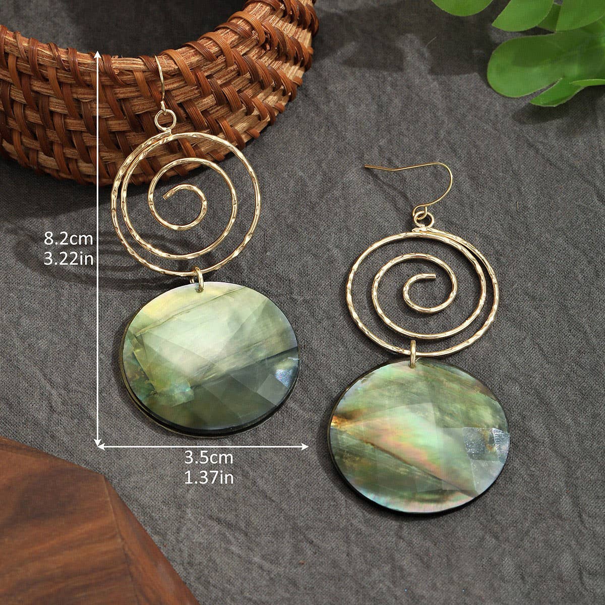 FASHIONABLE MOSQUITO COIL SHELL DISC EARRINGS_CWMM4333