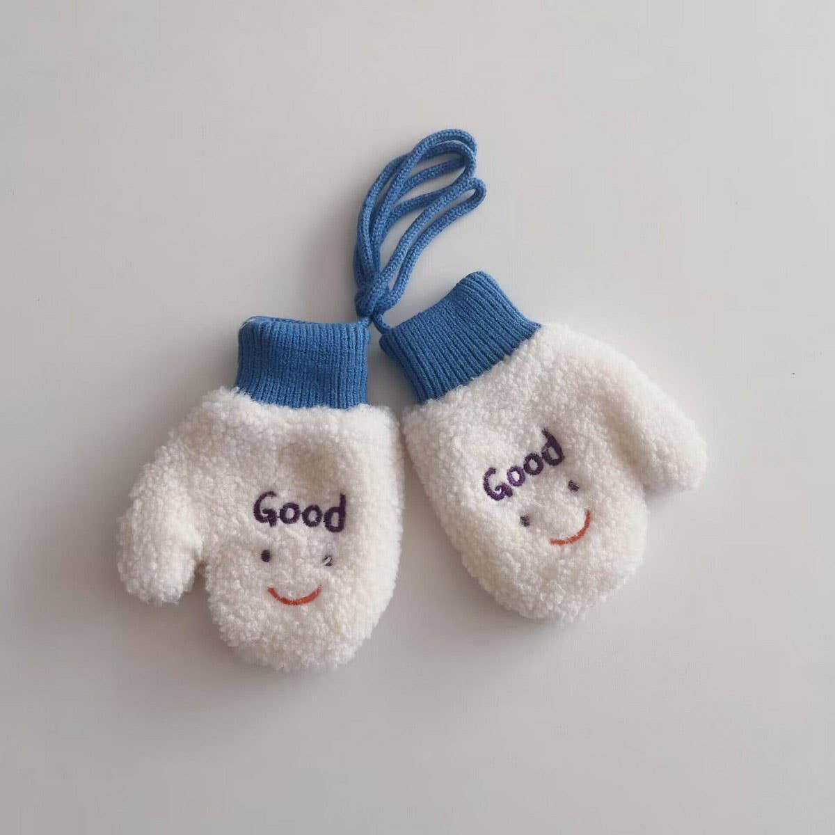 CHILDRENS CUTE SMILING FACE LAMBSKIN GLOVES_CWASC2112