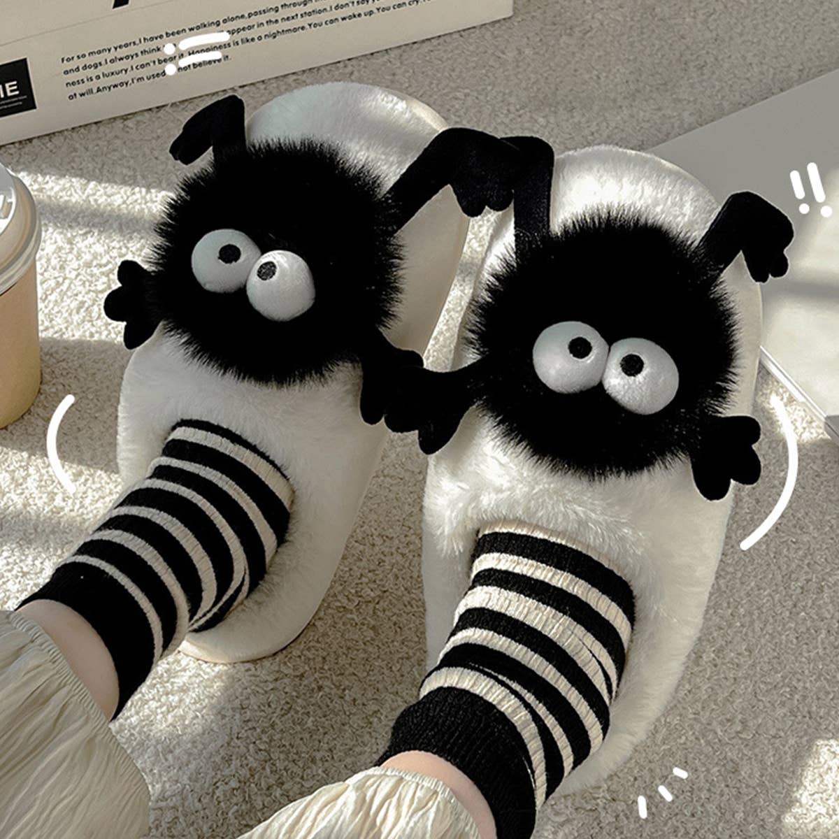 Women Coal Ball Home Shoes Plush Warm Slippers