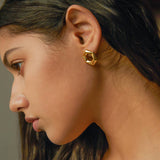 SIMPLE 18K GOLD PLATED HEXAGONAL STUD EARRINGS_CWAHA0901