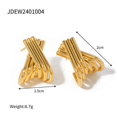18K GOLD STAINLESS STEEL SIMPLE LINE EARRINGS_CWMM2347