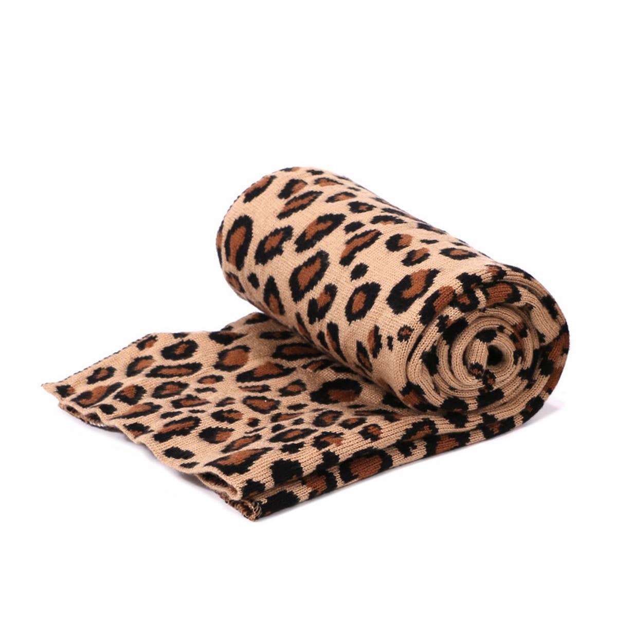 Leopard Knit Beanie With Pom & Scarf Set_Cwah04988