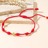 COPPER BEAD PERUVIAN KNOT COPPER CROSS BRACELET_CWMM3859