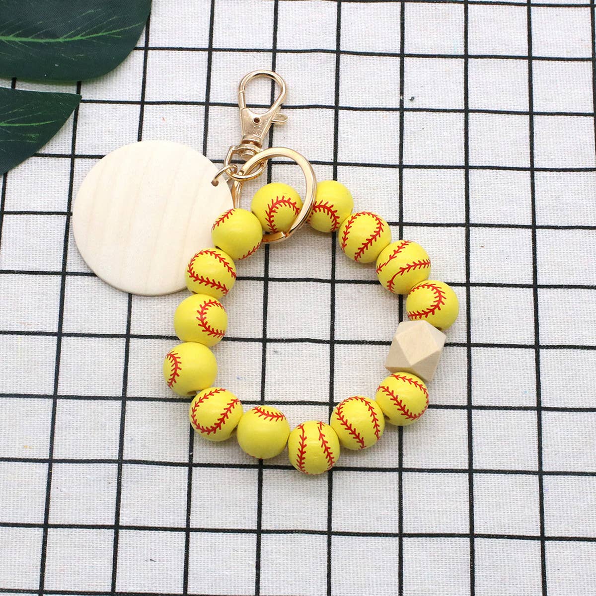 2024 PRINTED WOODEN BEAD BRACELET KEYCHAIN_CWMM1572