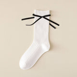 PURE COLOR SWEET BOW BALLET STYLE GIRL SOCKS_CWMS1362