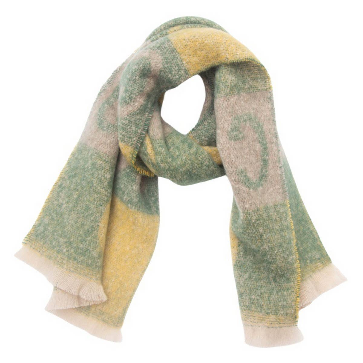 LETTER JACQUARD SCARF WINTER SHORT FRINGE WRAP_CWASC0863