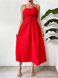 Solid Color Halter Dress With A Knotted Front