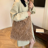 Winter Tassel Shoulder And Crossbody Plush Bag_Cwab4012