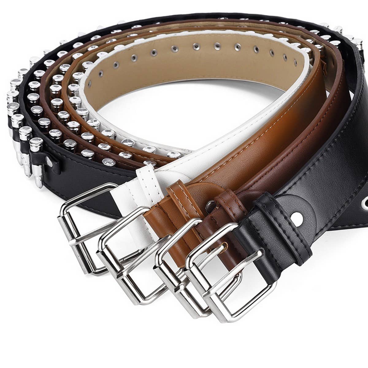 BULLET HEAD OBI PUNK STYLE LADIES PERSONALITY BELT_CWMM0763
