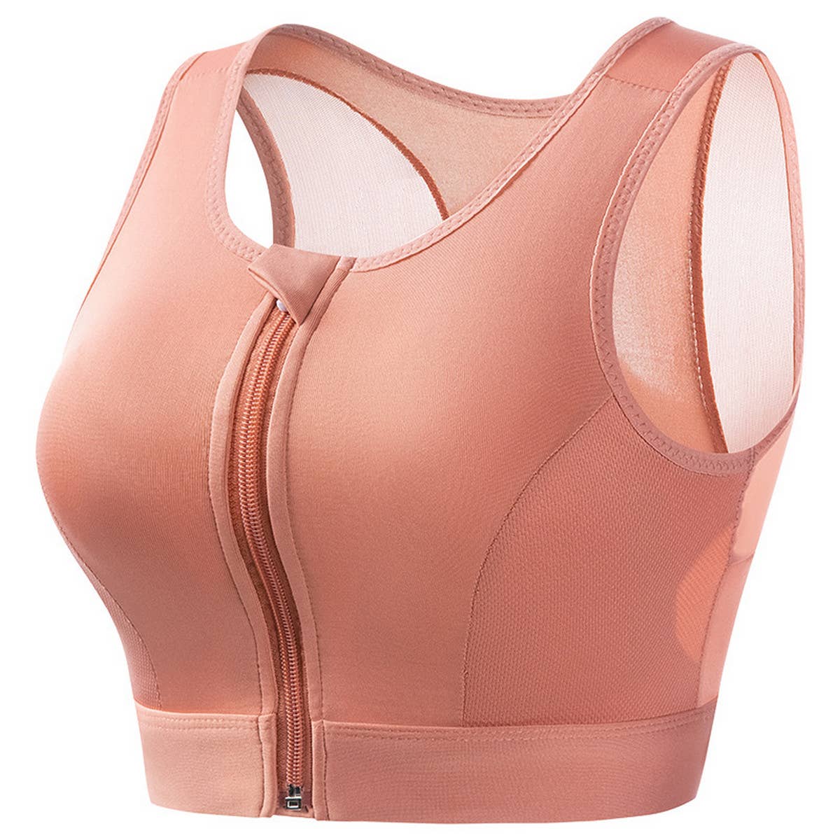 Women Running Zipper Push-Up Yoga Bra_Cwmu0308