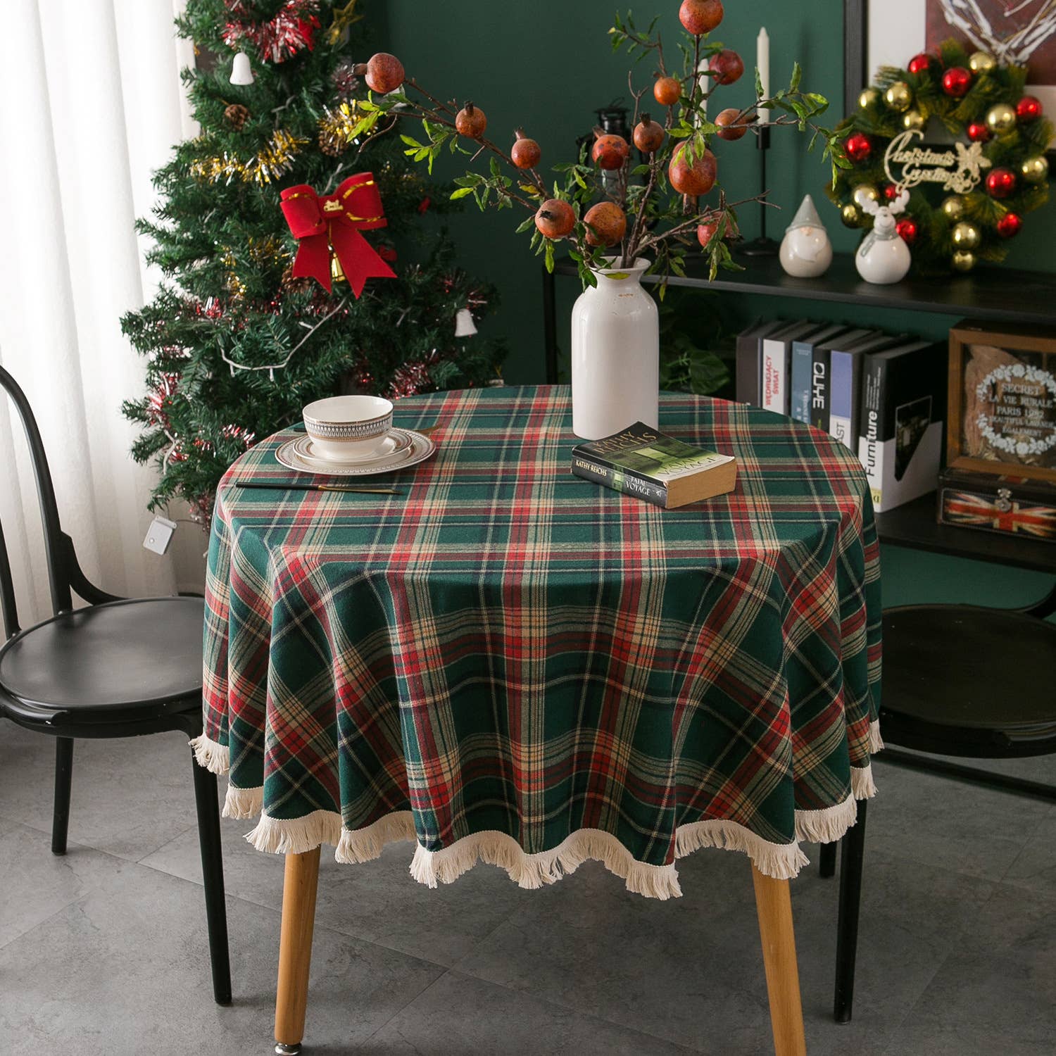 PLAID PATTERN ROUND TABLECLOTH_CWMM0036