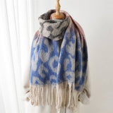 COLORFUL LEOPARD GRADIENT SCARF WITH TASSELS_CWASC2753