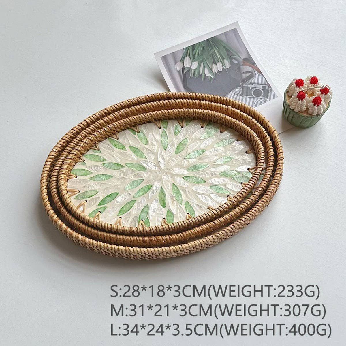 RATTAN SHELL ROUND PLATE THREE PIECE SET_CWMM4496