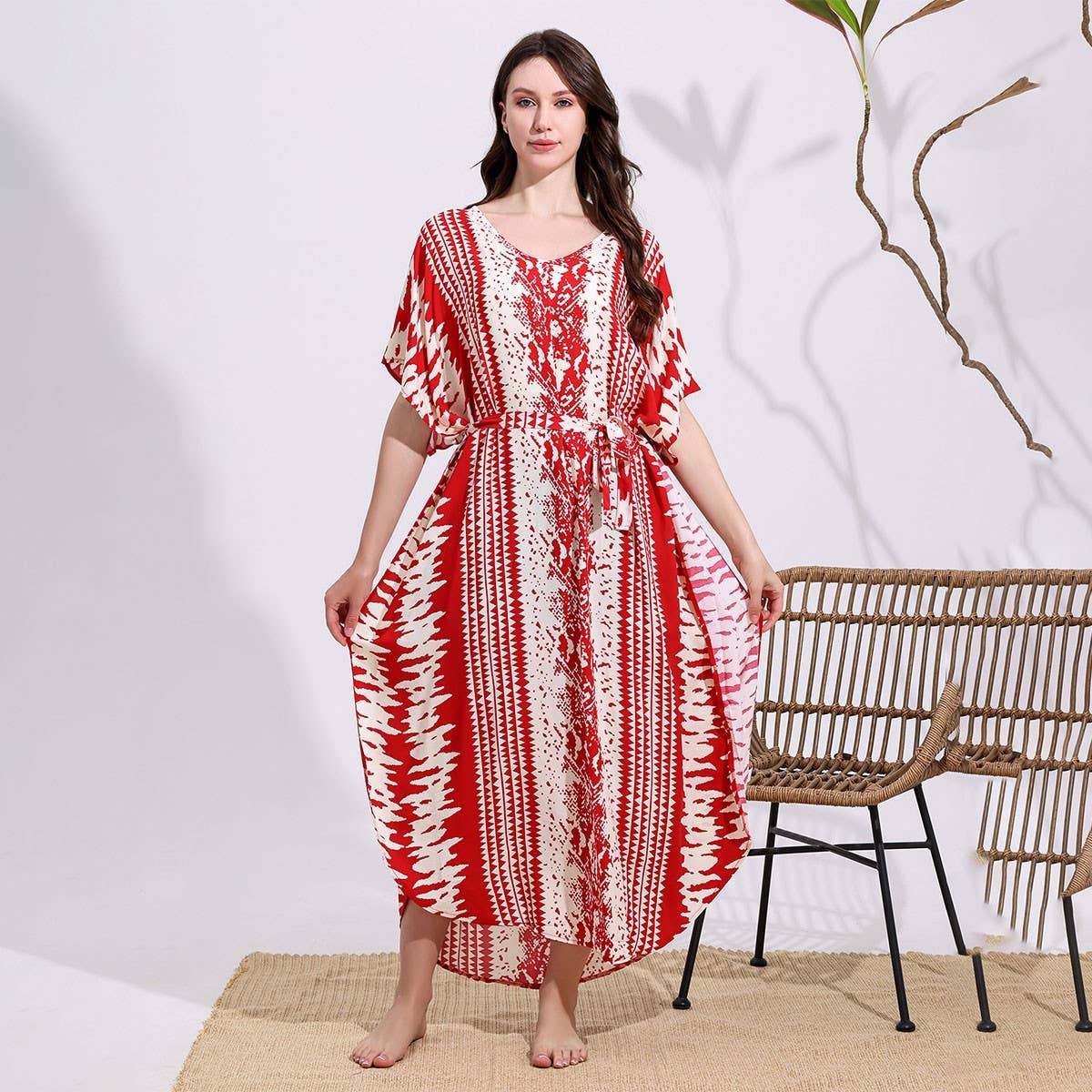 SNAKE PRINT COTTON BLEND BEACH COVER UP_CWMM6144