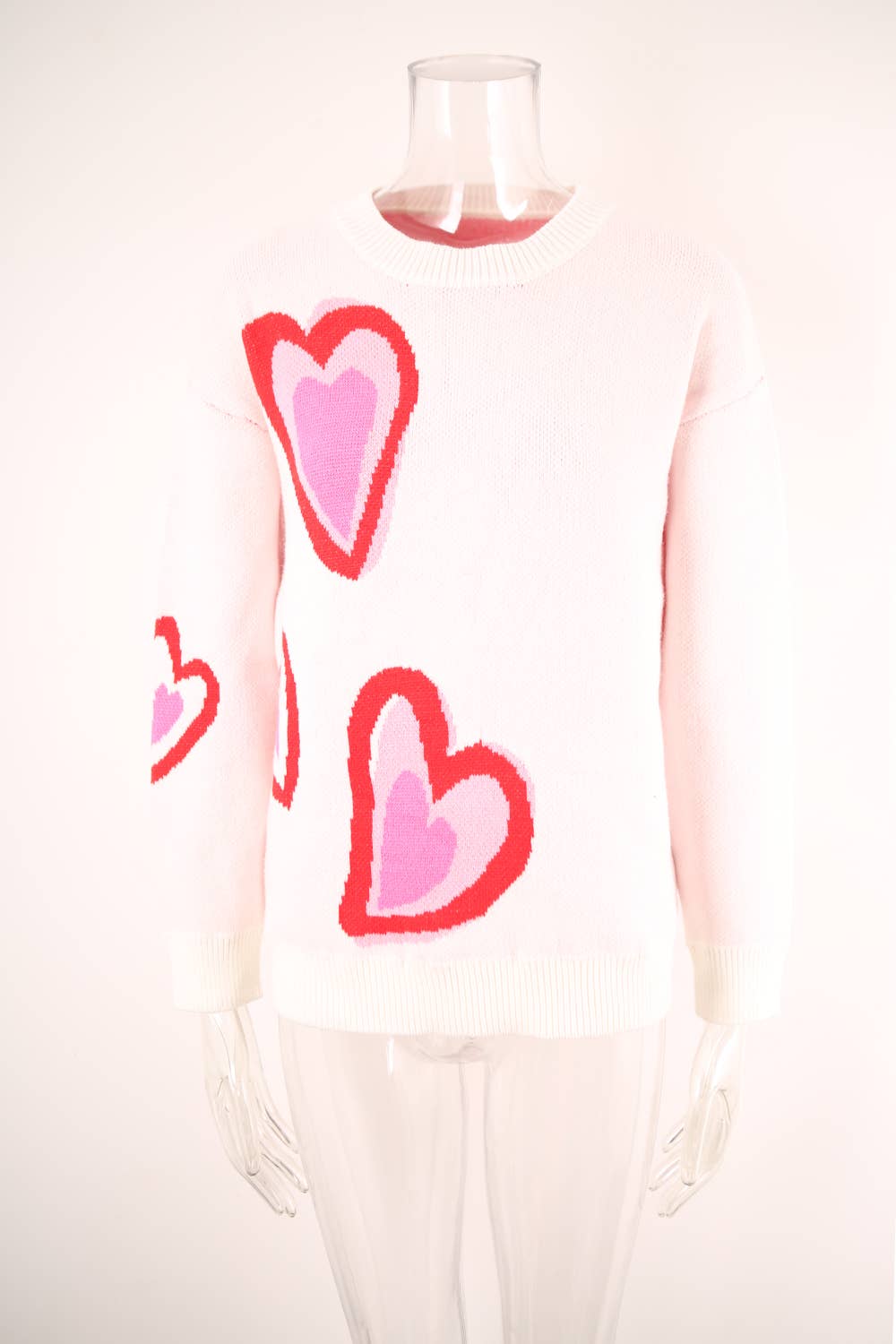 Valentines Day Heart Peach Sweater Knit