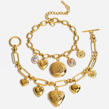 SWEET 18K GOLD PEARL ANGEL HEART PHOTO BRACELET_CWAJE4807