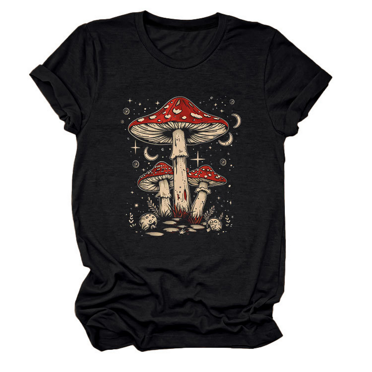 PLAYFUL RED MUSHROOM PRINT WOMENS BASE TEE_CWTTS1510