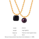 NATURAL STONE AGATE PENDANT TITANIUM STEEL NECKLAC_CWAJE1094