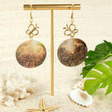 FASHION HOLLOW BLACK SHELL DISC CARVED EARRING_CWMM4367