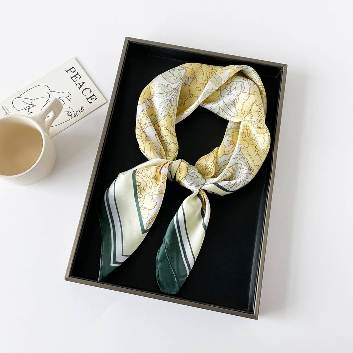 LETTER PRINT SATIN SQUARE SCARF FOR WOMEN_CWASC0810