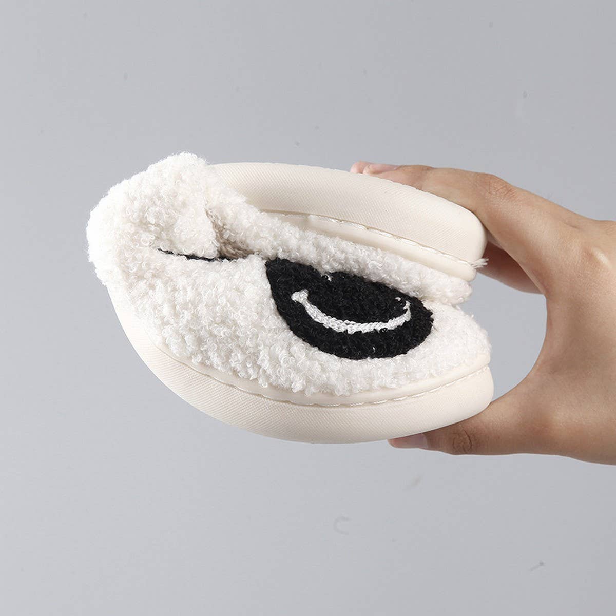 Smiling Face Pattern Winter Warm Cotton Slippers_Cwshs0461