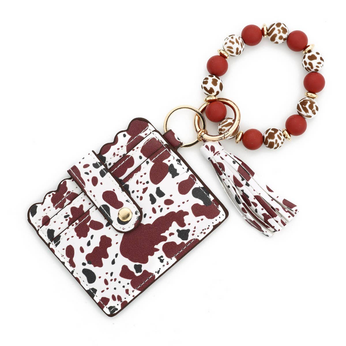 COLORFUL SILICONE BEAD COIN PURSE WITH COW KEYCHAIN_CWAB4952