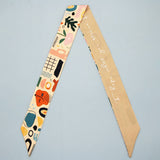 FLORAL LETTER SKINNY TWILLY SCARF FOR HAIR BAGS_CWASC0064