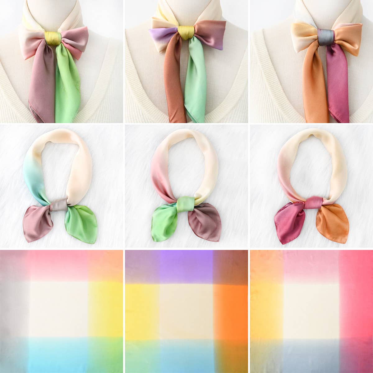 RETRO GRADIENT MULTI COLOR SILK SCARF_CWASC1152