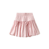 HIGH WAIST A LINE SHORT SKIRT WITH BOW BUDS_CWBMS0317