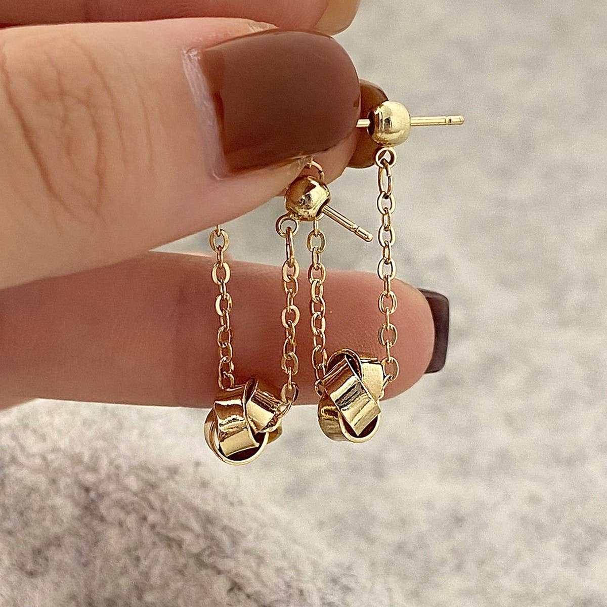 GEOMETRIC SPIRAL TWIST PENDANT TASSEL EARRINGS_CWAJE3131