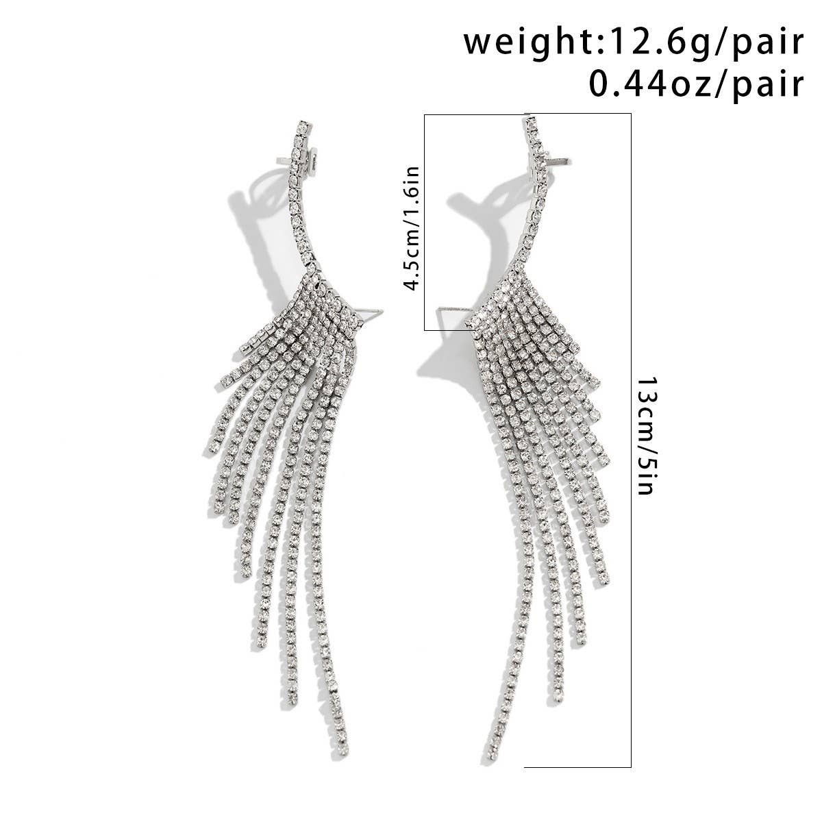 FRENCH STYLE TASSEL RHINESTONE EARRINGS_CWAJE1140