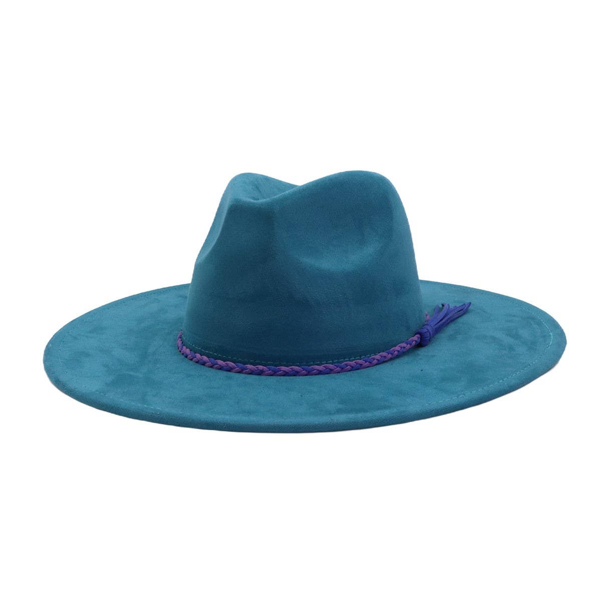 Unisex Suede Wide Brim Fedora Hat Couple Style_Cwah04448