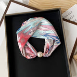 SILKY PRINT SCARF NECKLACE PEARL MAGNETIC CLASP_CWASC0820