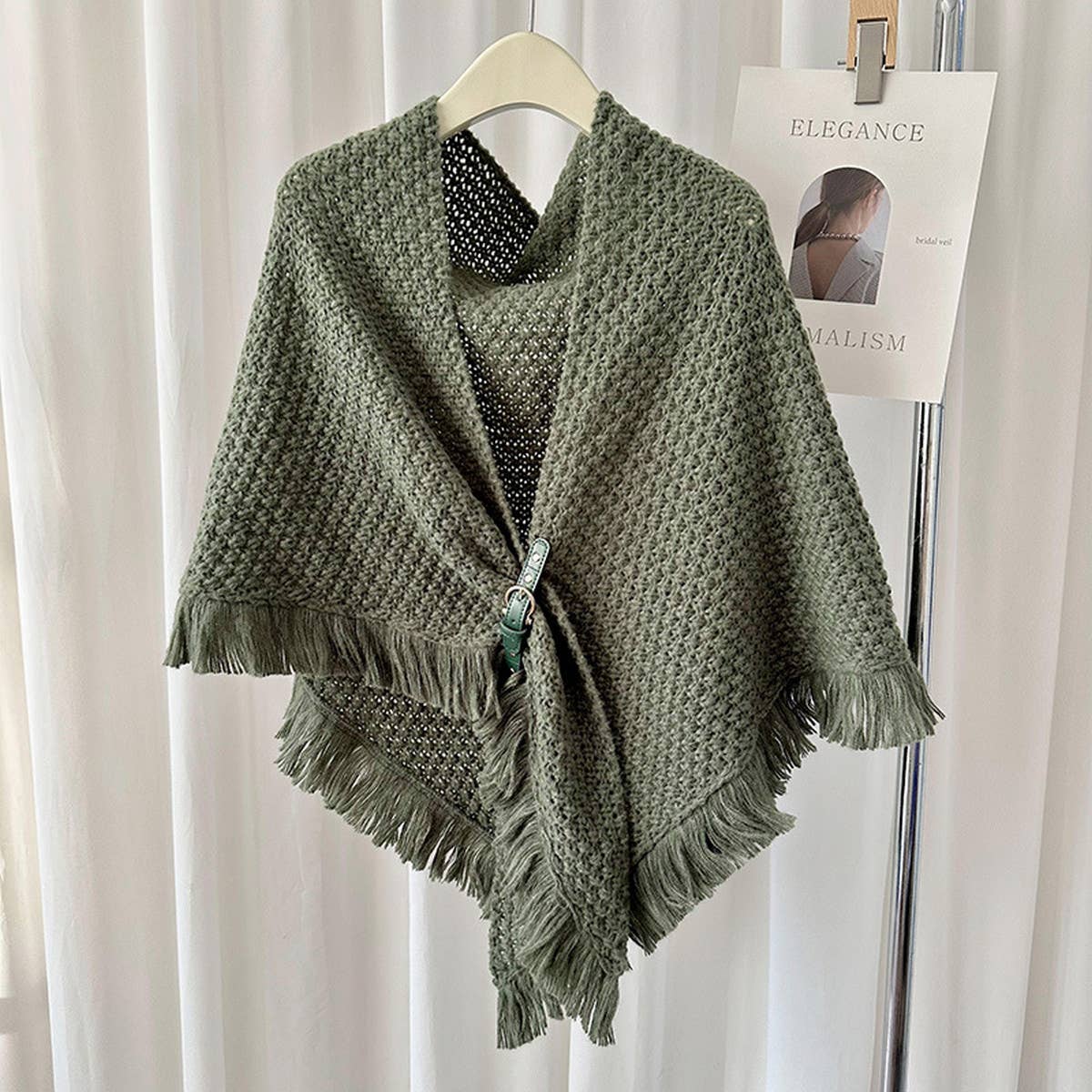 Winter Tassel Cape Scarf Shawl For Warm Layering_Cwasc0764