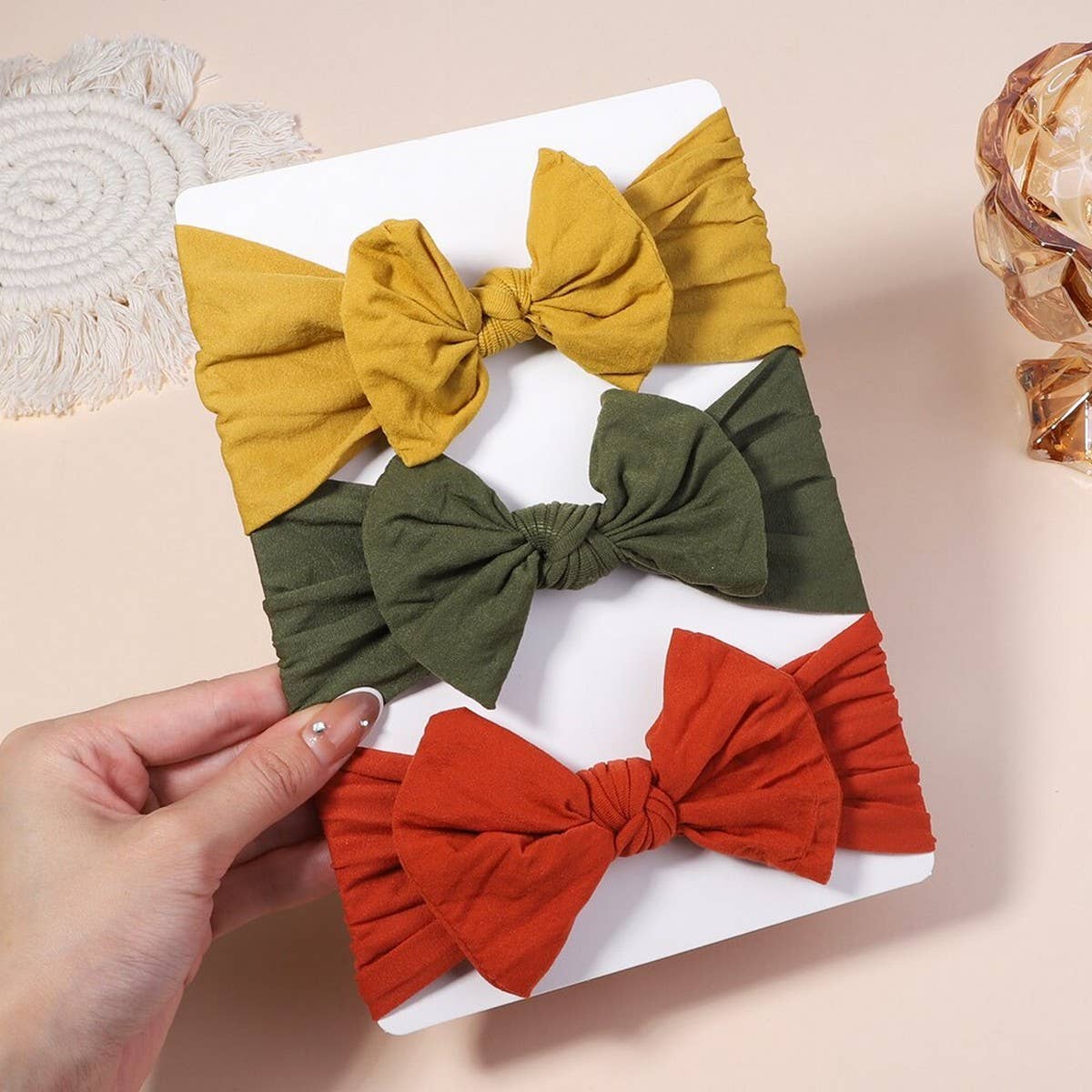 BABY BOW HEADBANDS SET SOFT NYLON WIDE BAND_CWAHA6750