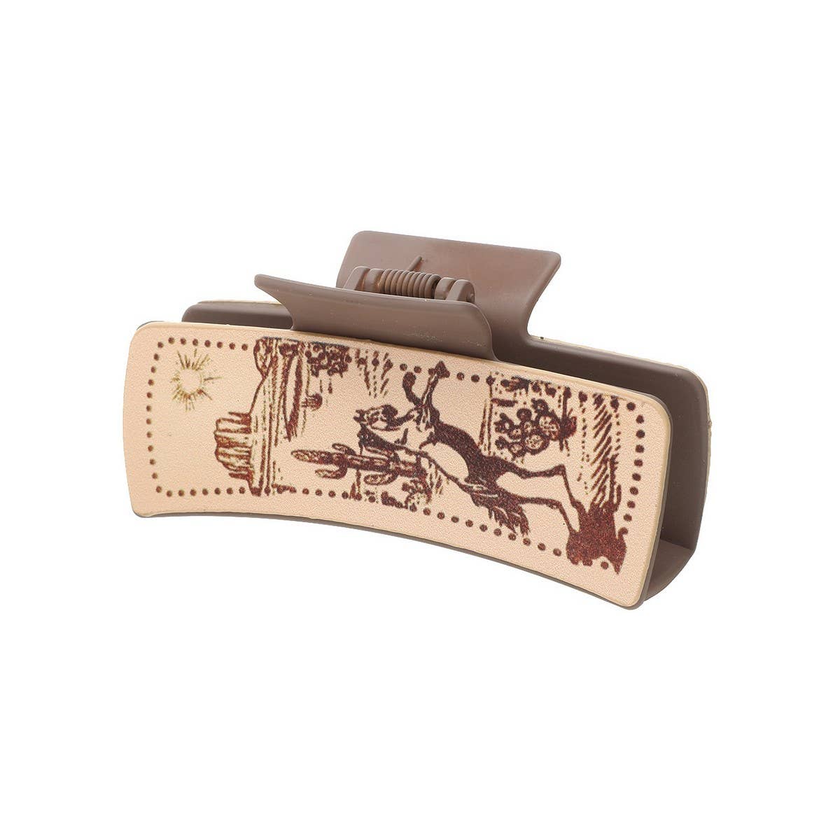CACTUS PRINT LEATHER HAIR CLAW CLIP WESTERN STYLE_CWAHA0606