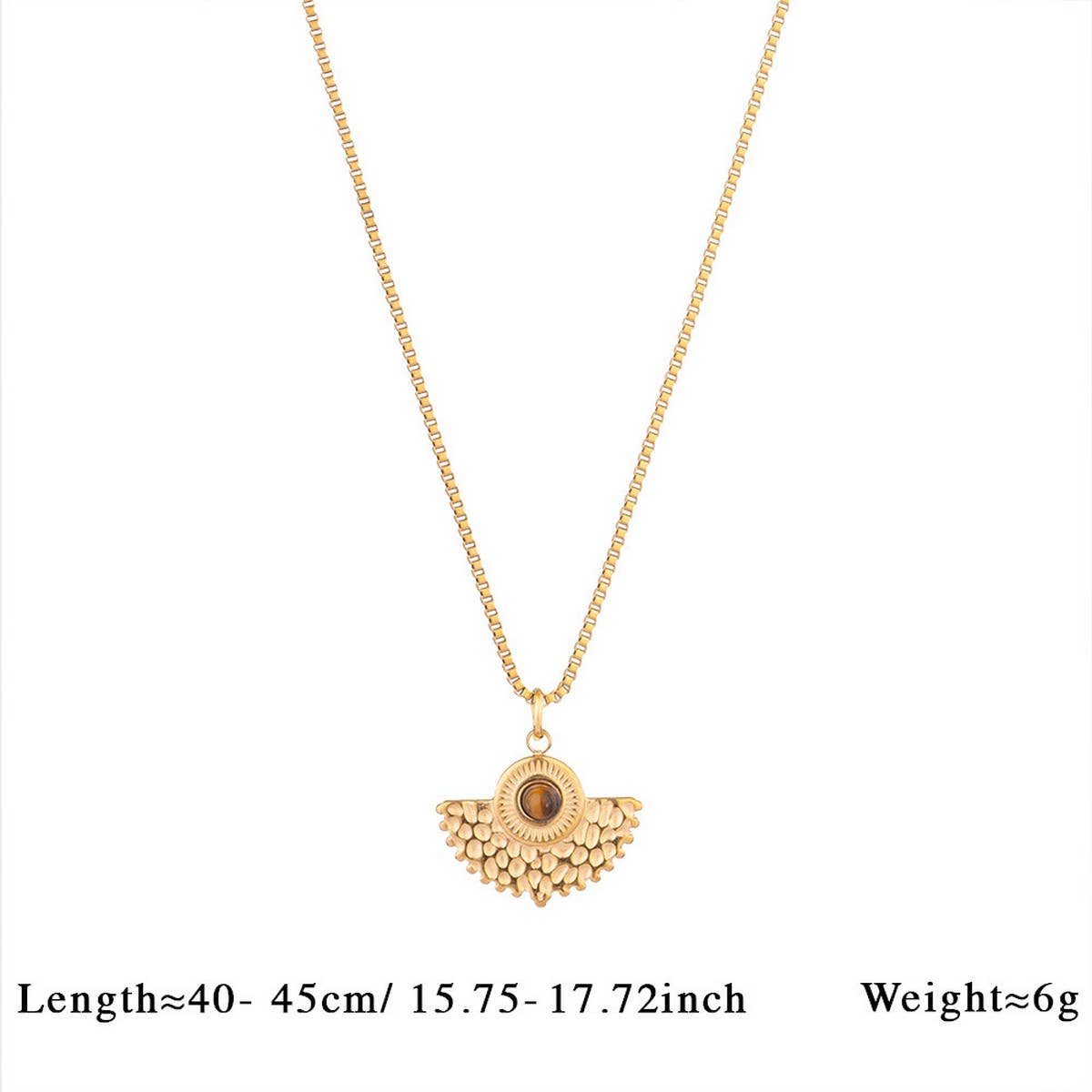 Vintage Stone Pendant Necklace Stainless Steel_Cwmm8874