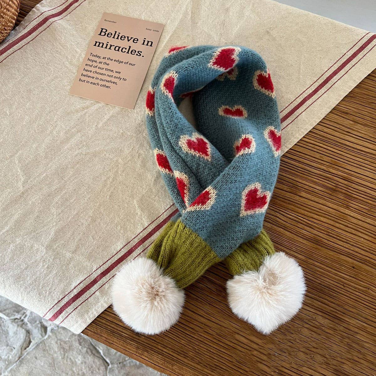 INS JACQUARD HEART KNIT SCARF FOR KIDS WINTER_CWASC2087