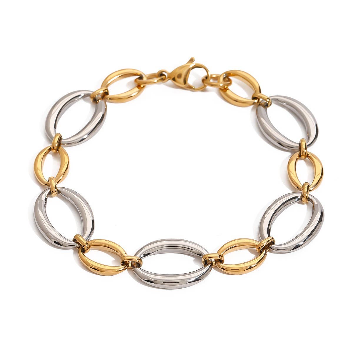 STYLISH TWO TONE TITANIUM STEEL CHAIN BRACELET_CWAJE4790