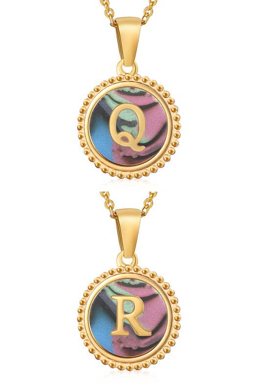 SIMPLE ROUND ALPHABET INITIALS PENDANT NECKLACE_CWAJE215