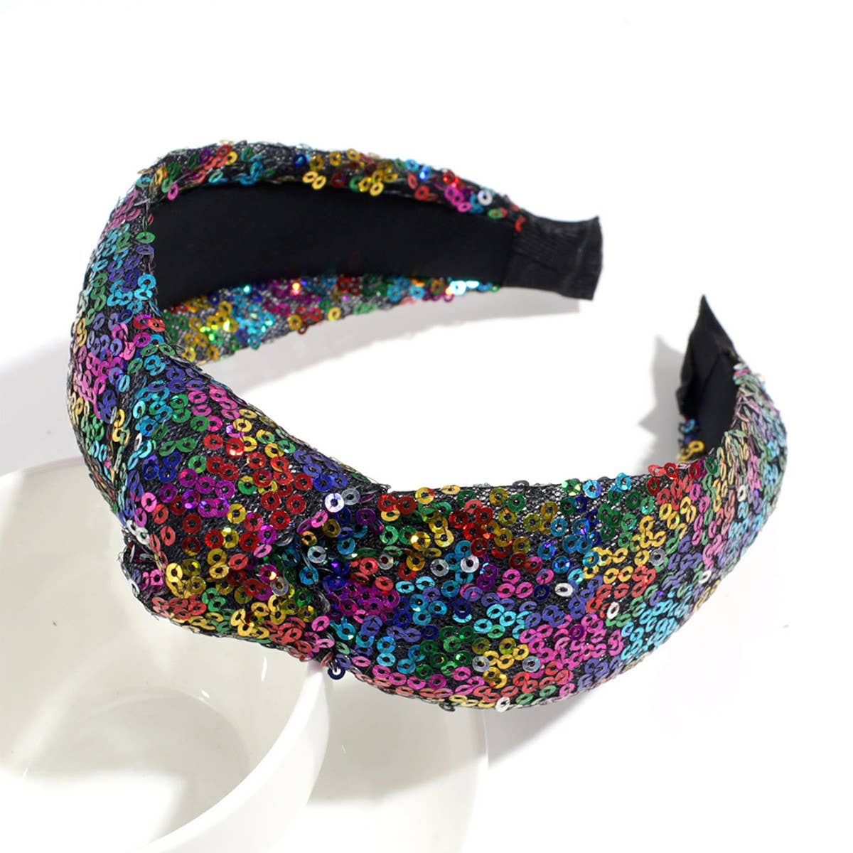 Retro Colorful Sequined Mesh Knotted Headband_Cwaha2253