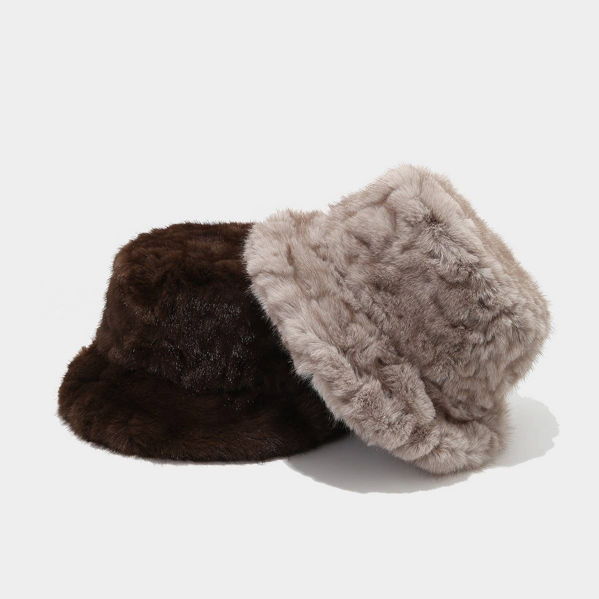 Faux Mink Plush Bucket Hat Winter Warm Trendy_Cwah04780