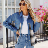 Washed Denim Patchwork Jacket Jacket Top